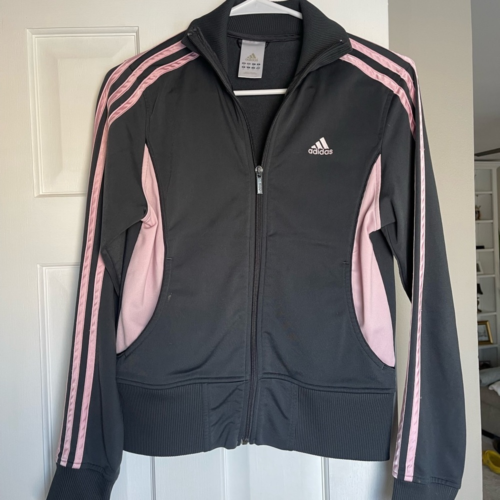 Adidas Vintage Women's Jacket with Pink Stripes